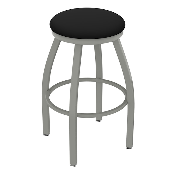 36" Swivel X-Tall Bar Stool, Nickel Finish, Black Vinyl Seat
